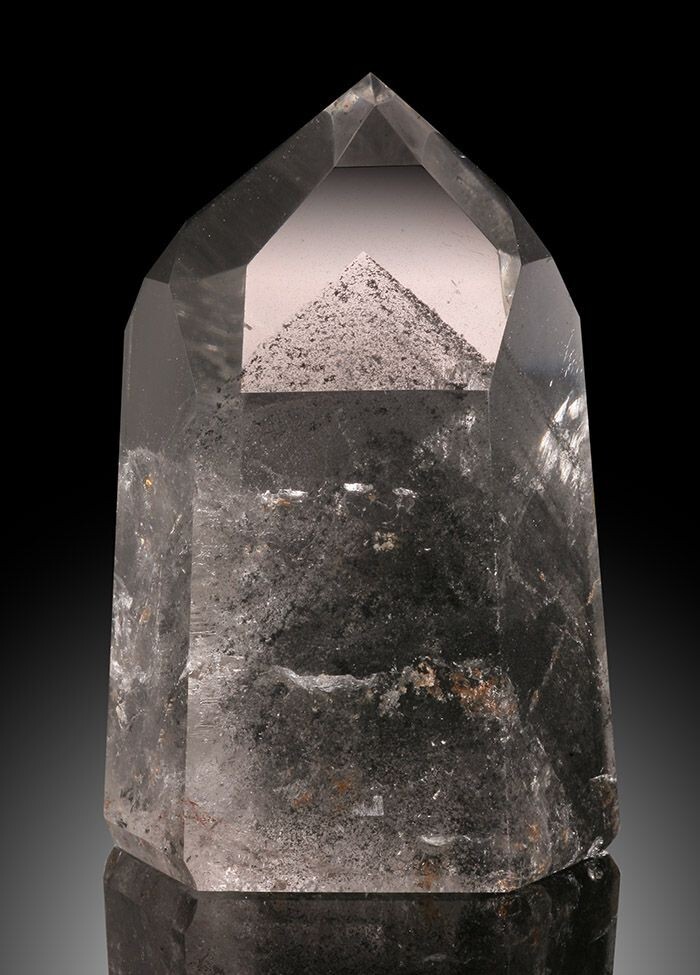 Awesome Polished Brazilian Quartz point with multiple Carbon phantoms throughout