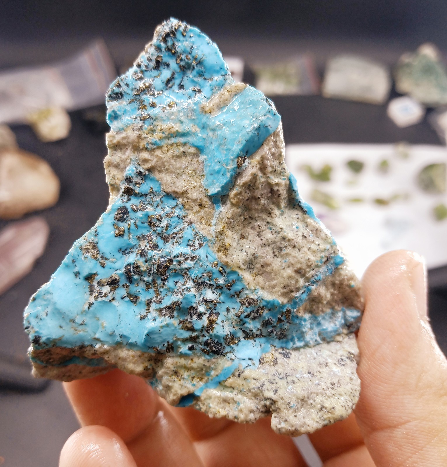 Natural rough Turquoise and pyrite specimen. 133 grams