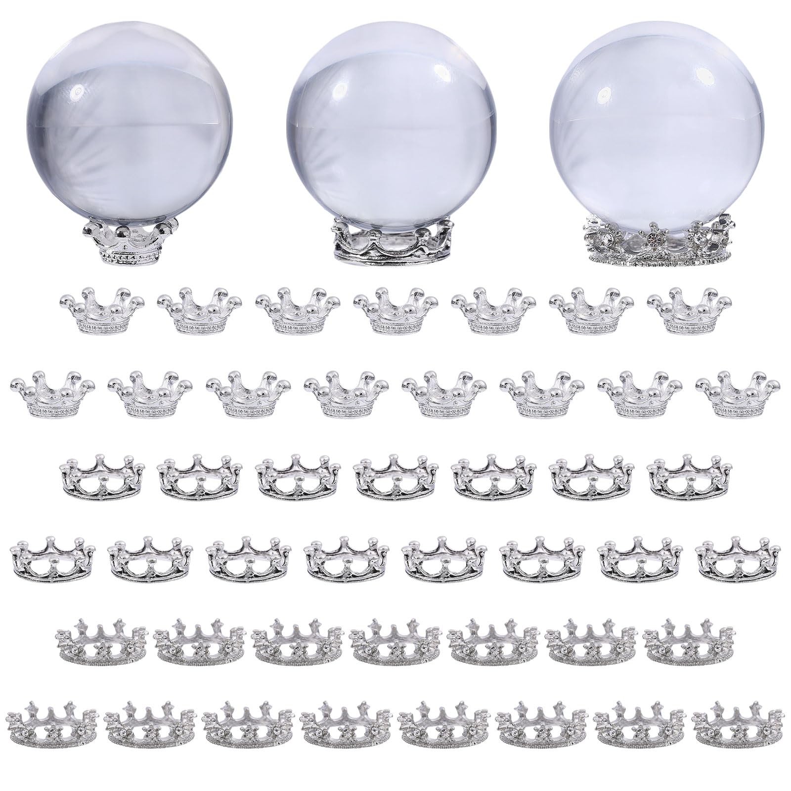 45Pcs Mini Crystal Stand Metal Sphere Holder 13/17/20mm Crown Shaped Display …