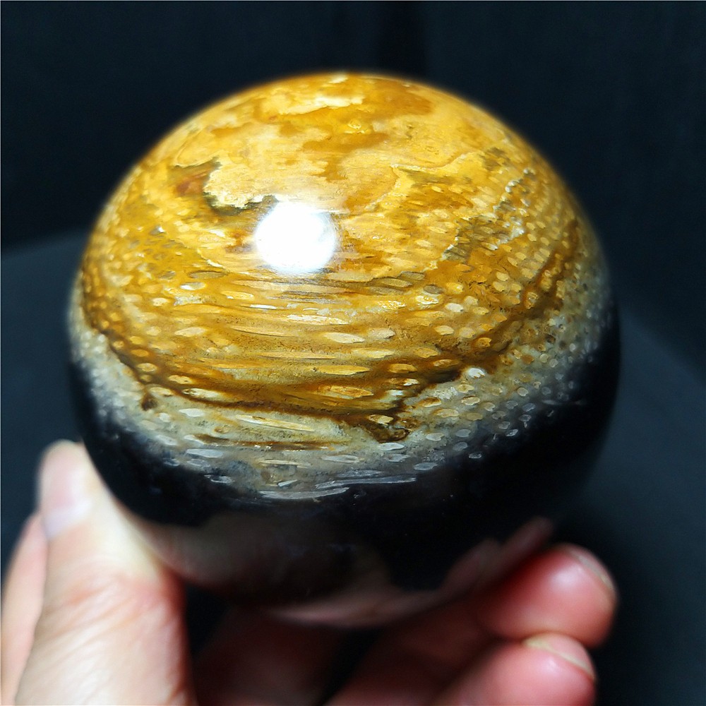 RARE 402.5G Natural Golden Hair Rutilated Quartz Crystal Sphere Healing C786