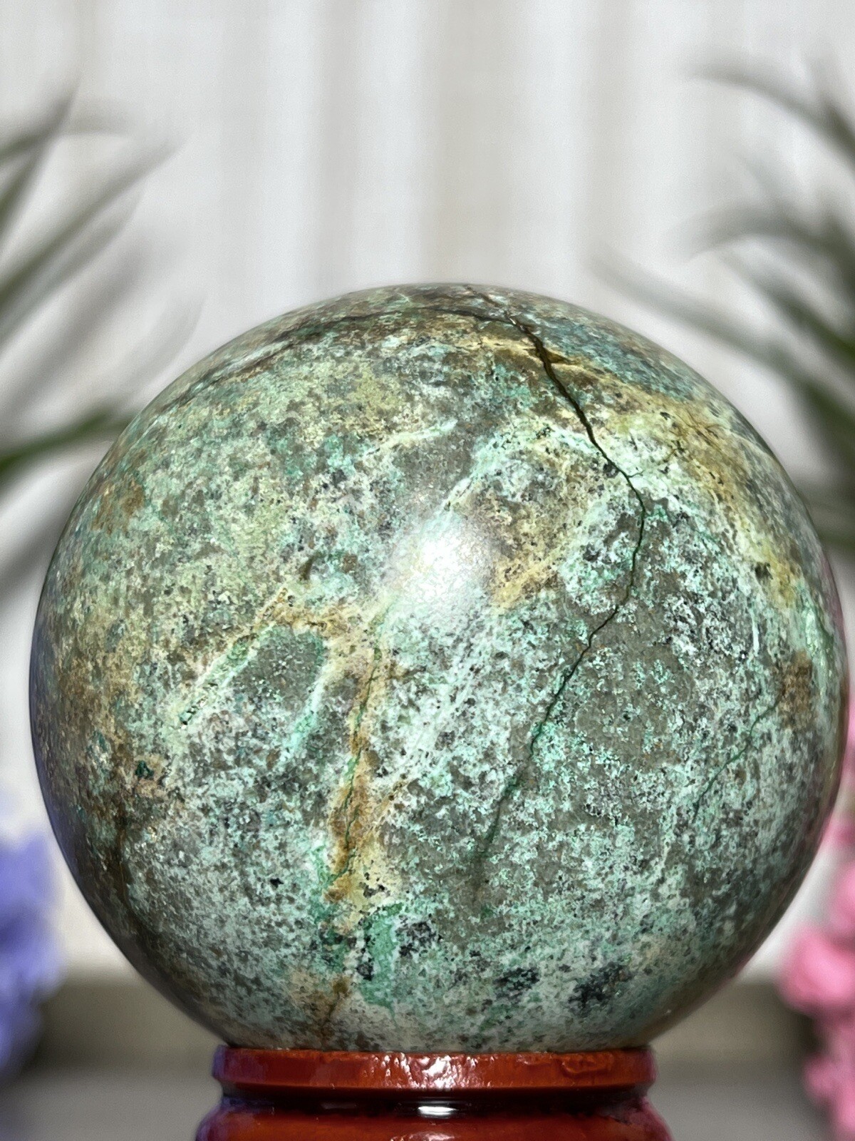 PHOENIX SPHERE – Green Blue Mineral Copper Ore Malachite Turquoise Crystal Orb