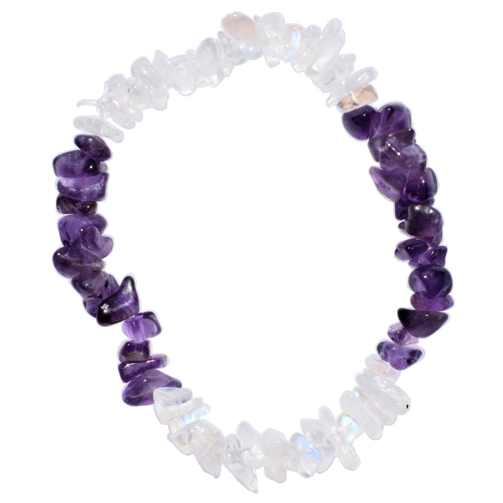 CHARGED Rainbow Moonstone Crystal Chip Combo Stretchy Bracelets – 9 Choices
