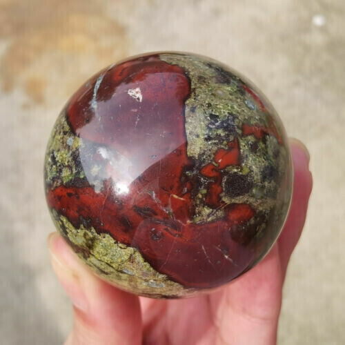 1pc Natural Dragon’s blood stone ball Quartz Crystal Sphere Reiki Healing 55+mm