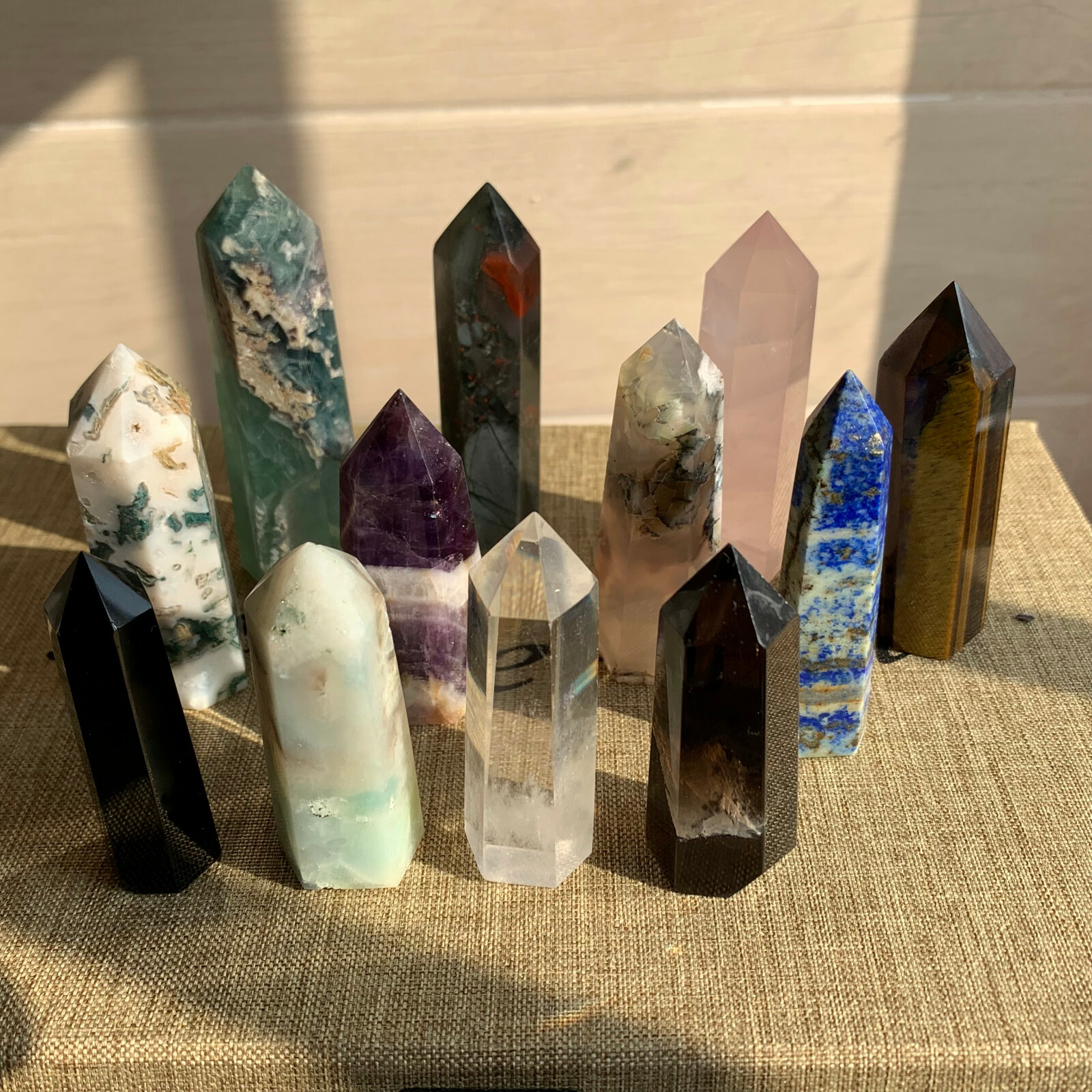 12pcs A lot TOP natural quartz crystal obelisk wand point healing send randomly