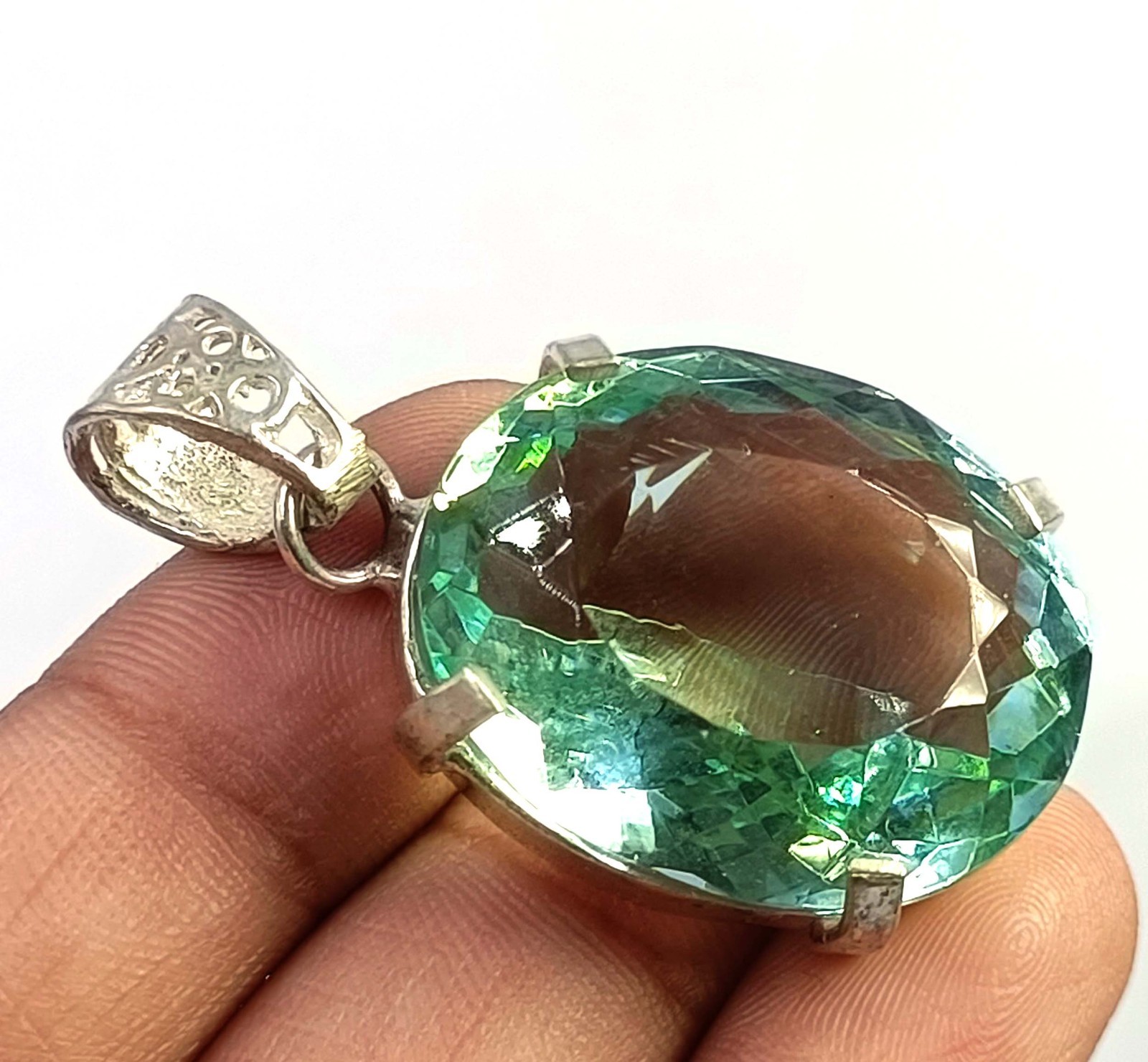55 Ct Natural Blue Aquamarine Oval Shape 925 Silver Pendant IGL Gemstone 6JHL