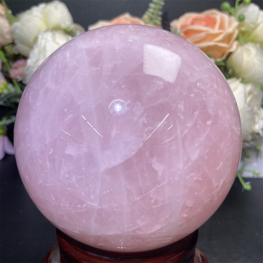 4LB 4.1″ Natural Rose Quartz Sphere Ball Crystal Quartz Decor Healing Reiki