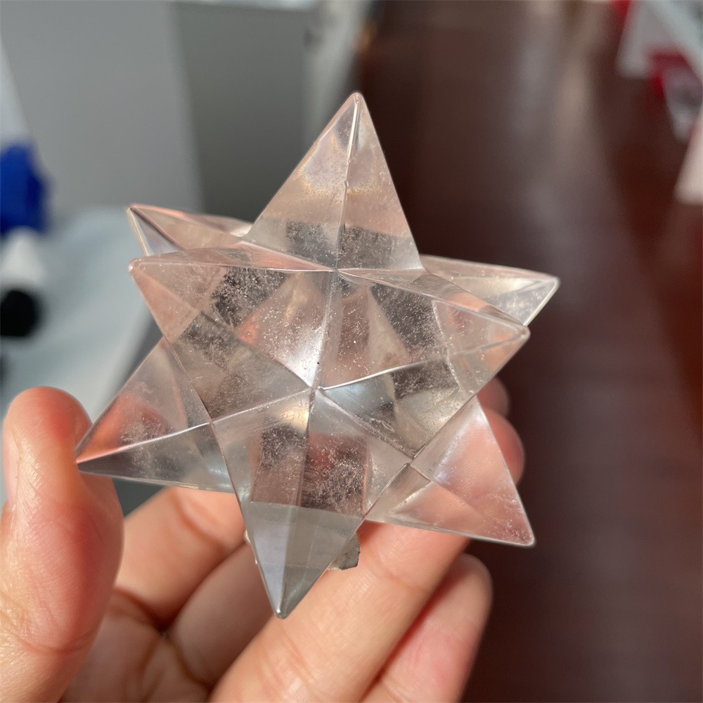 0.2LB 2.2″ Natural Clear Quartz Merkaba Carved Crystal Carving Heal Energy Gift