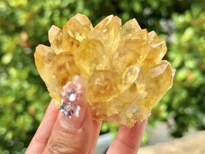 300g Natural Citrine Quartz Geode Phantom Cluster Specimen Ornament Decoration