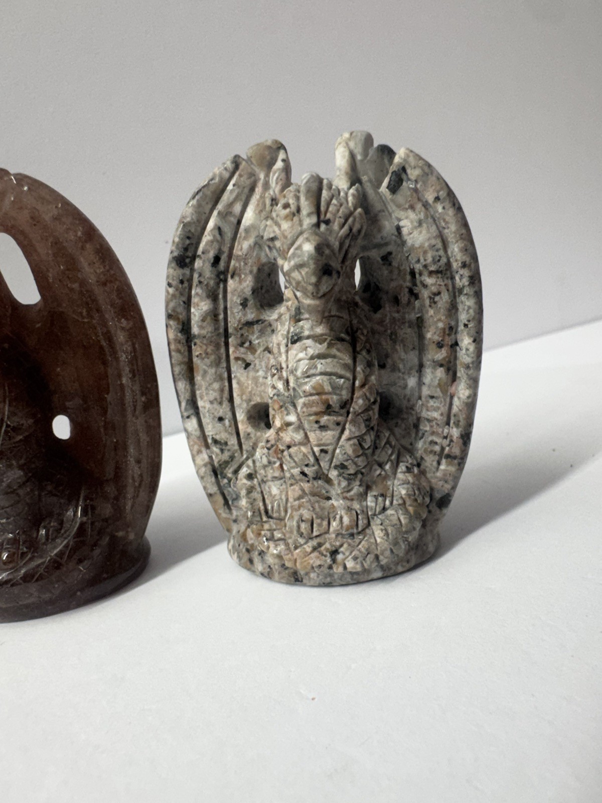 2pc Natural Crystal Mineral Specimen,Hand Carved Dragon Statues