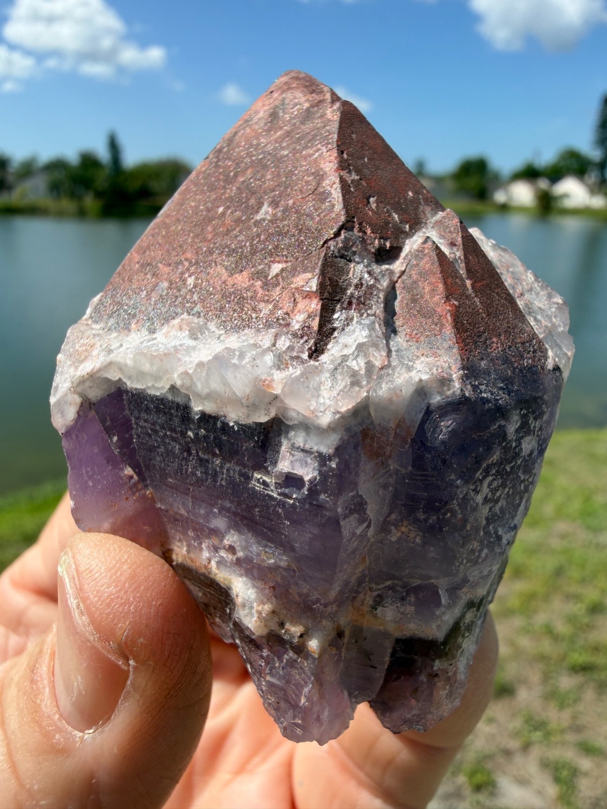 Auralite 23 Crystal Multi Red Cap from Canada 91 grams 2.5″