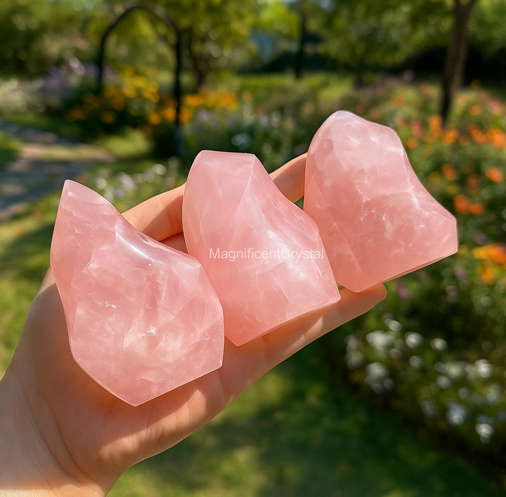 1pc Natural Rose Quartz Flames Pink Crystal Tower Home Decor Healing Energy Gift