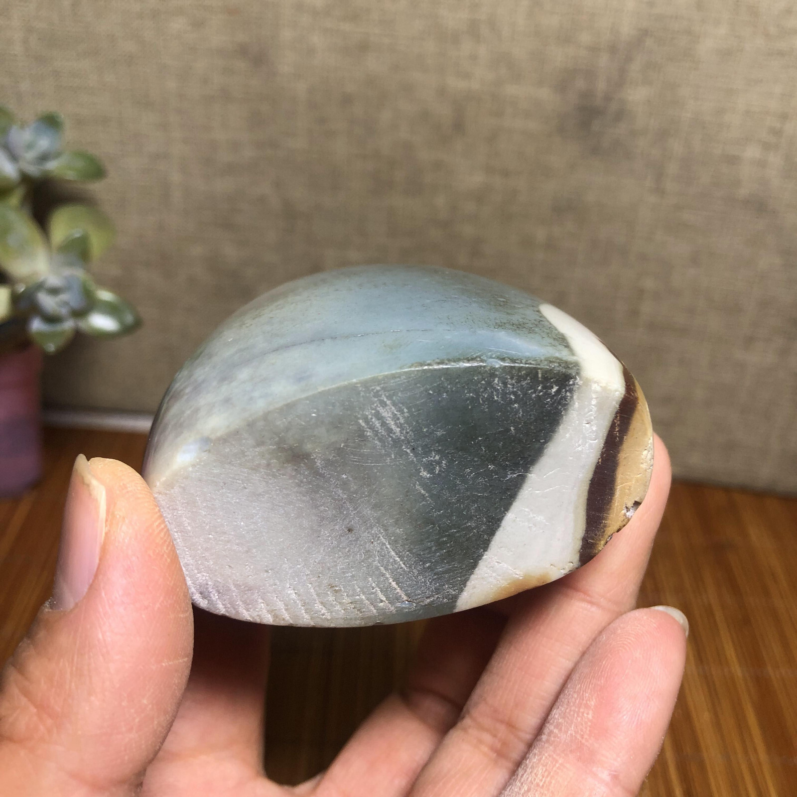 62mm Rare Natural Ocean Jasper polish/rough Crystal free standing 223g g5219