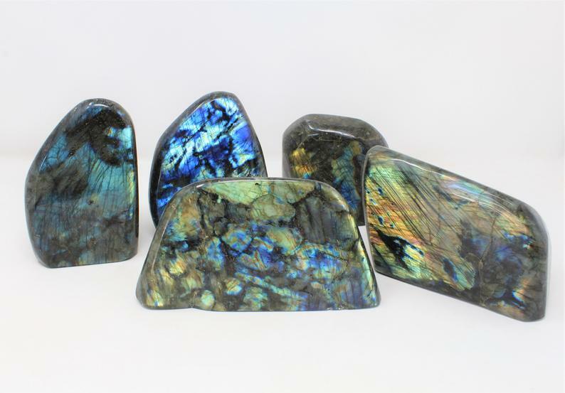 XS-XXL Labradorite Polished Freeform, Free Standing Cut Base, Specimens