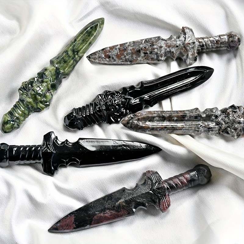 5.91inch-Hand-carved Crystal Sword Multi-material Quartz Dagger Healing Gift