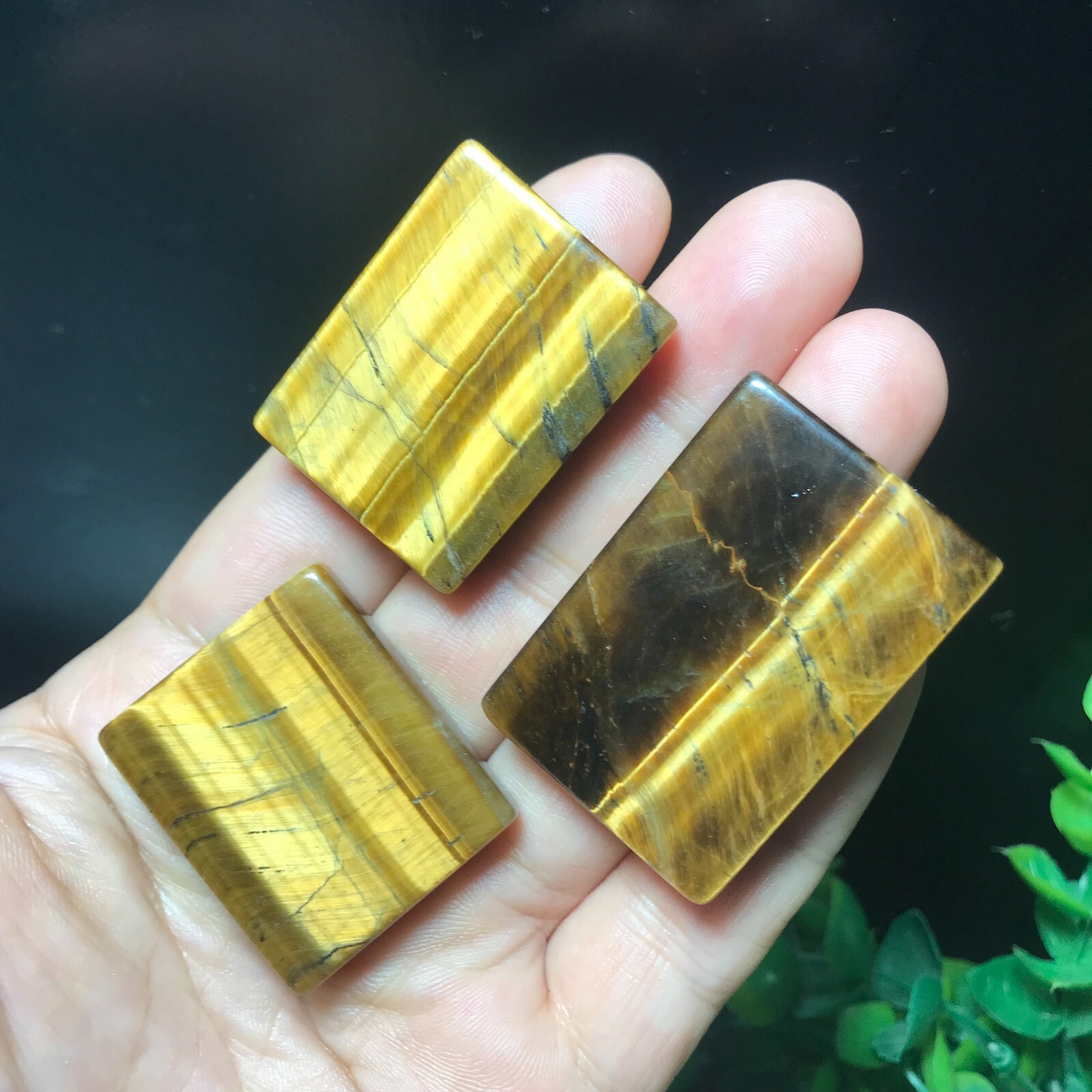 3pcs 58g Natural Tiger Eye Gemstone rectangular pendant 865