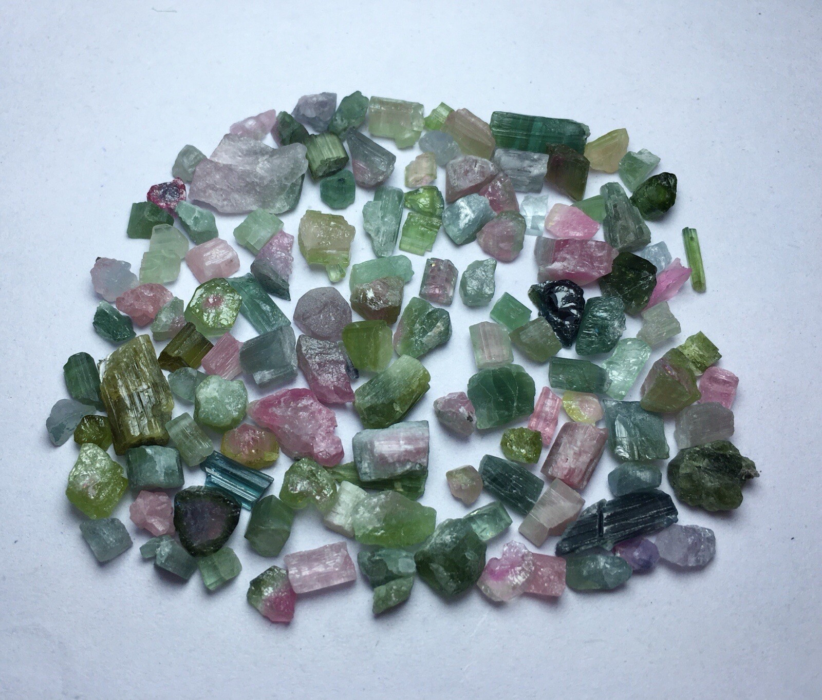 Tourmaline crystals Multiple Colors Lot 22 Grams / 110 Carats