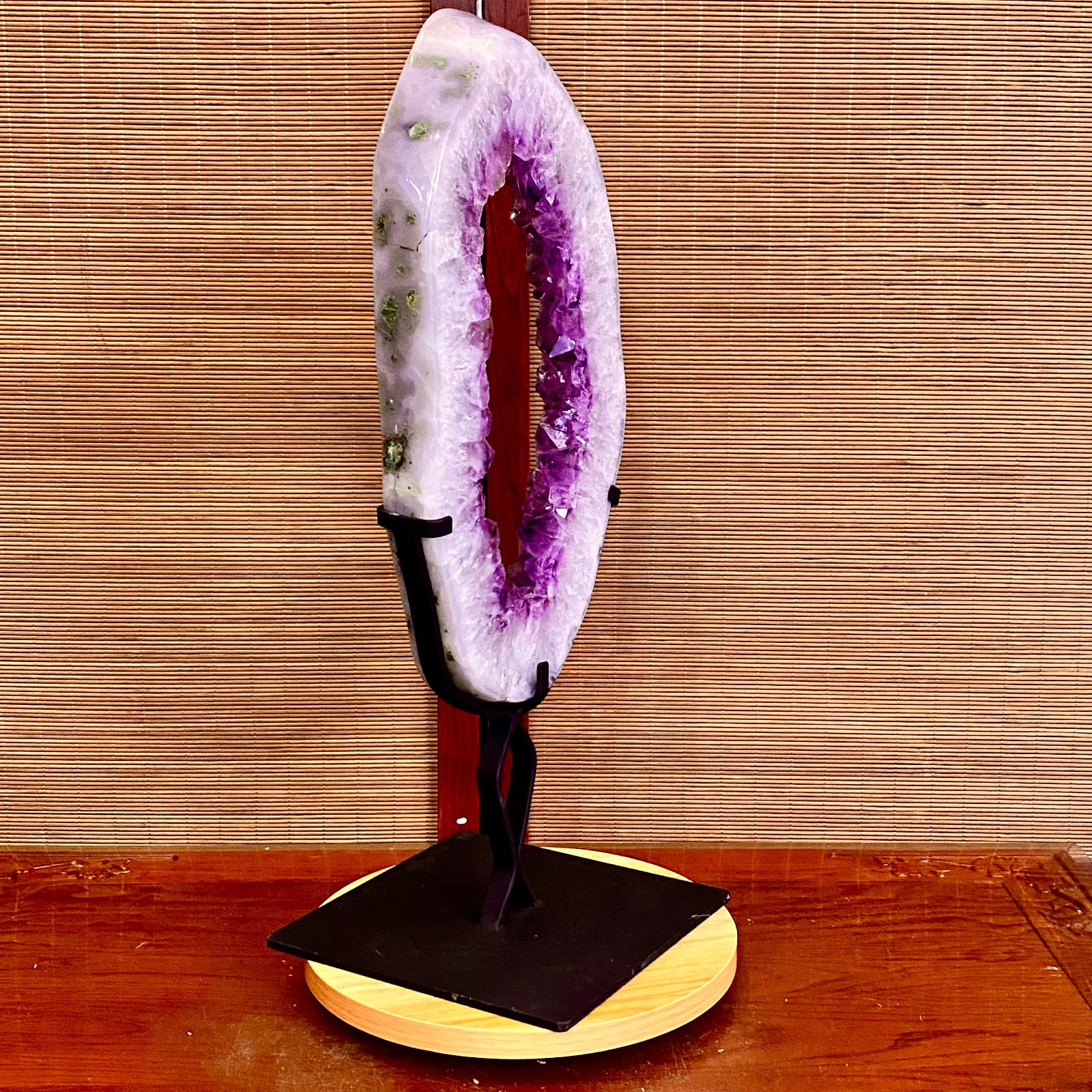 12.45LB Natural Amethyst Cave Crystal Slice Crescent shaped Hand Cut Repai