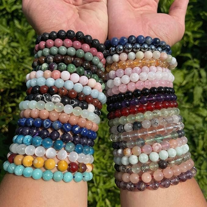 Wholesale Grade A++ Genuine Gemstone Bead Bracelets Choose from 50 Types Stone