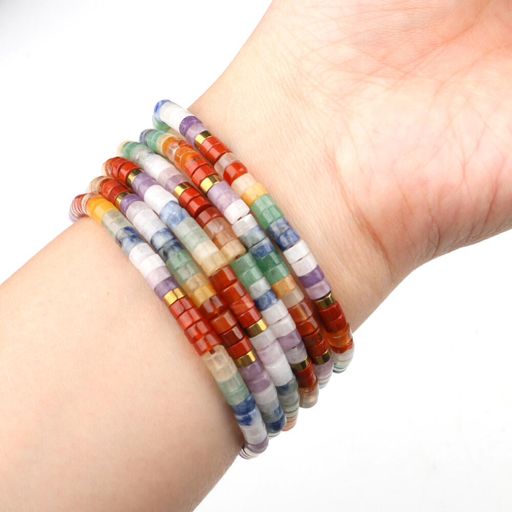 Natural Beaded Crystal Stone Bracelet Handmade Gemstone Dainty Jewelry Healing
