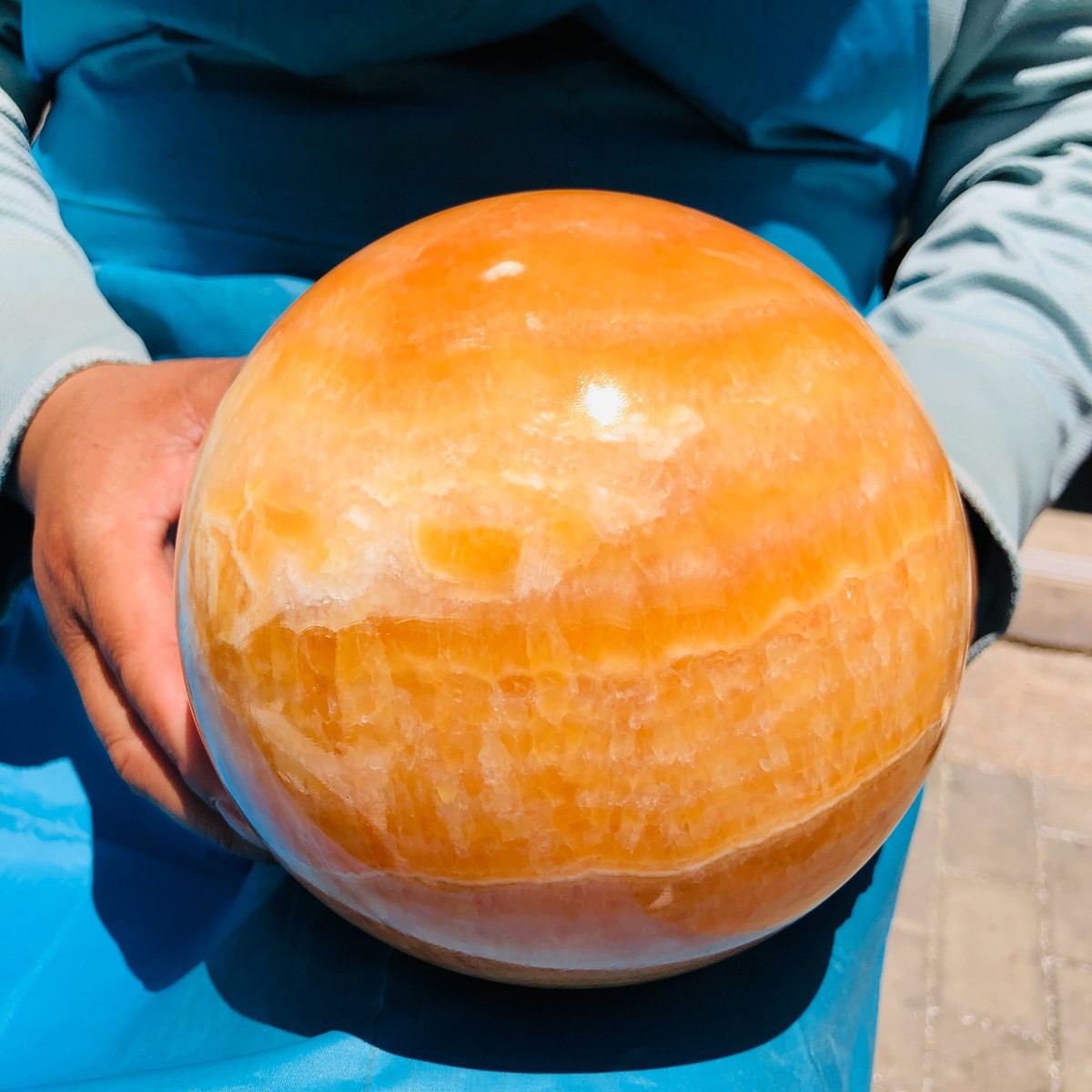 4380G Top Natural Yellow Calcite Ball Quartz Crystal Ball Reiki Healing 5532