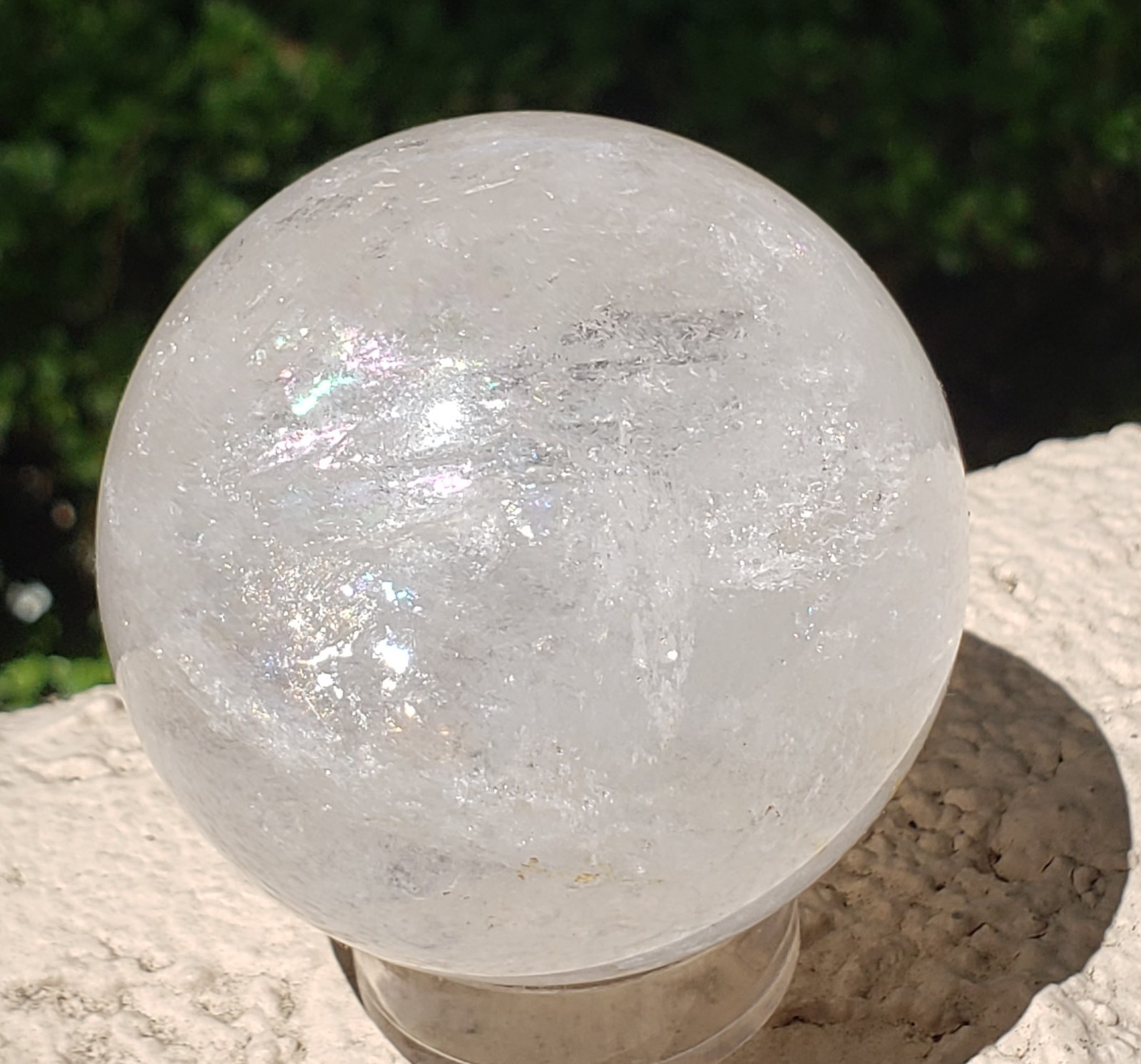 2.2″ Clear Quartz Natural Crystal Ball Sphere Orb Rainbows Phantom Golden Healer