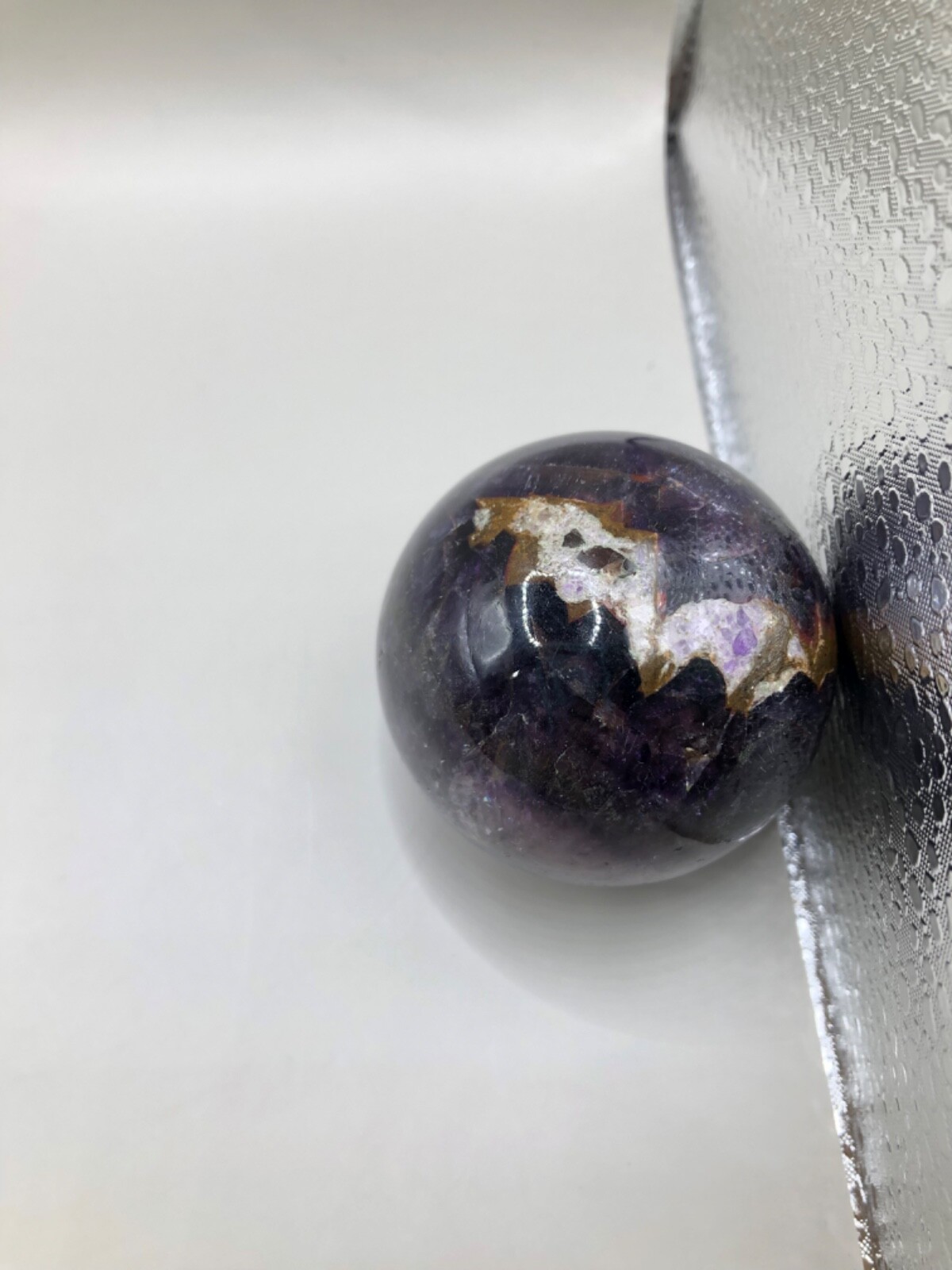 Deep Purple Polished Amethyst Crystal sphere 2 inch diameter