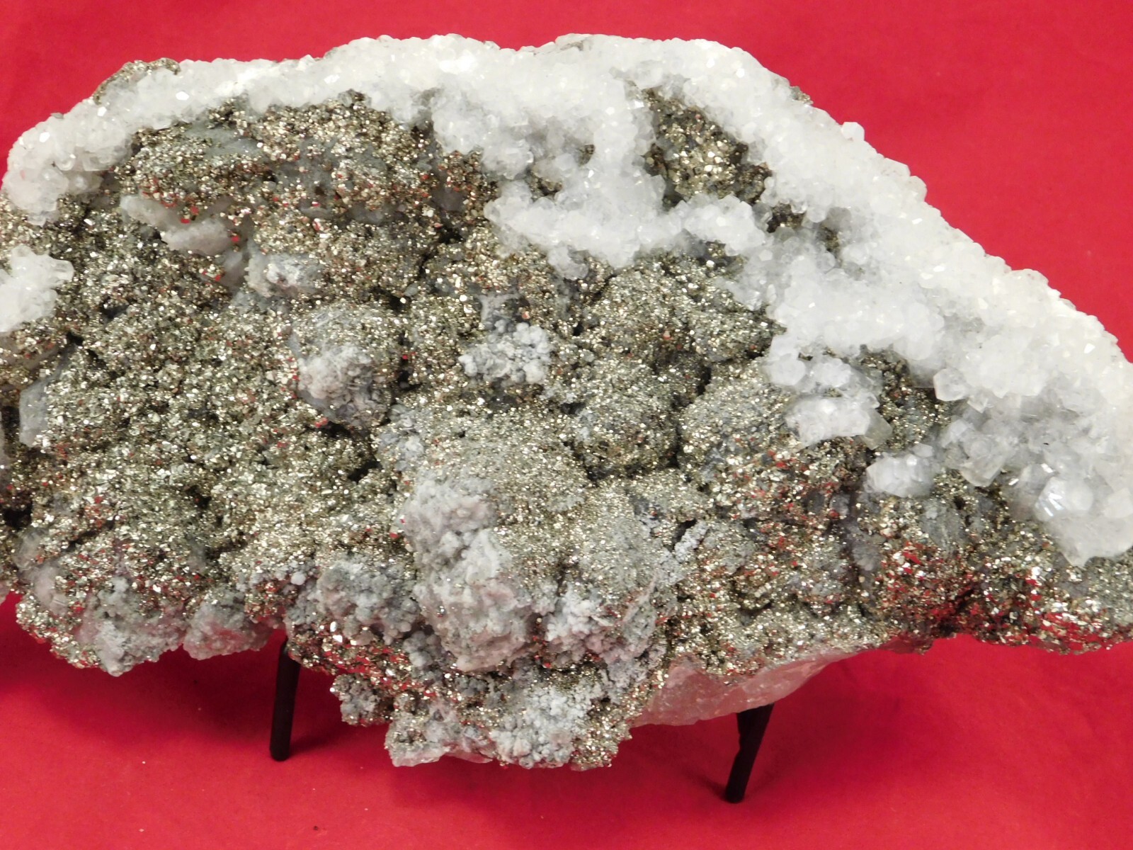 HUGE Pyrite Crystal Cluster With Fluorescent Calcite Crystals Mexico 2020gr