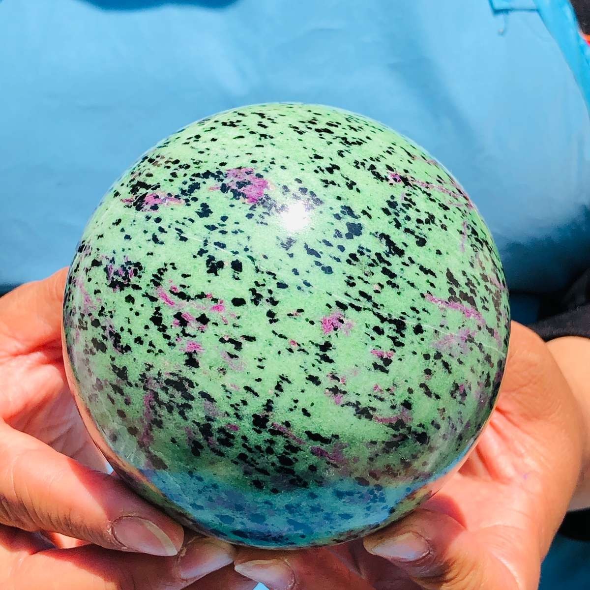 6.53LB 2pcs Natural green Ruby zoisite (anylite) crystal ball sample Healing