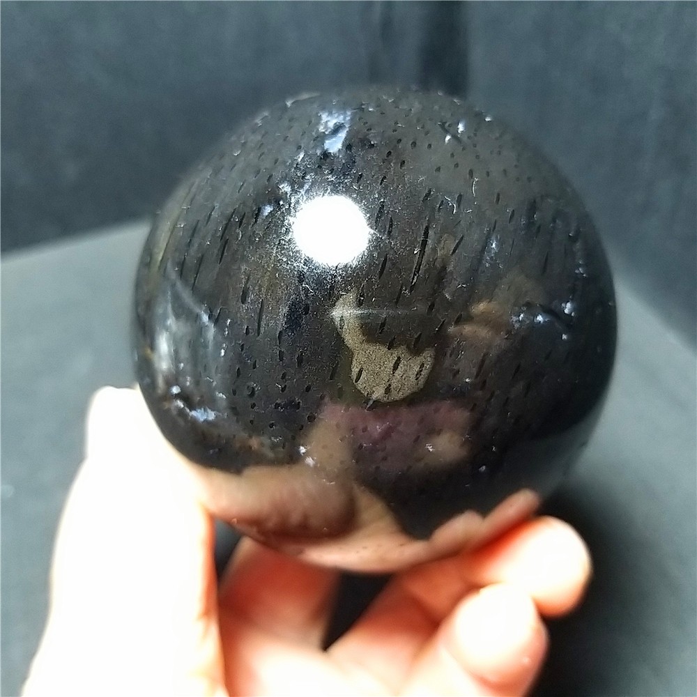 RARE 402.5G Natural Golden Hair Rutilated Quartz Crystal Sphere Healing C786