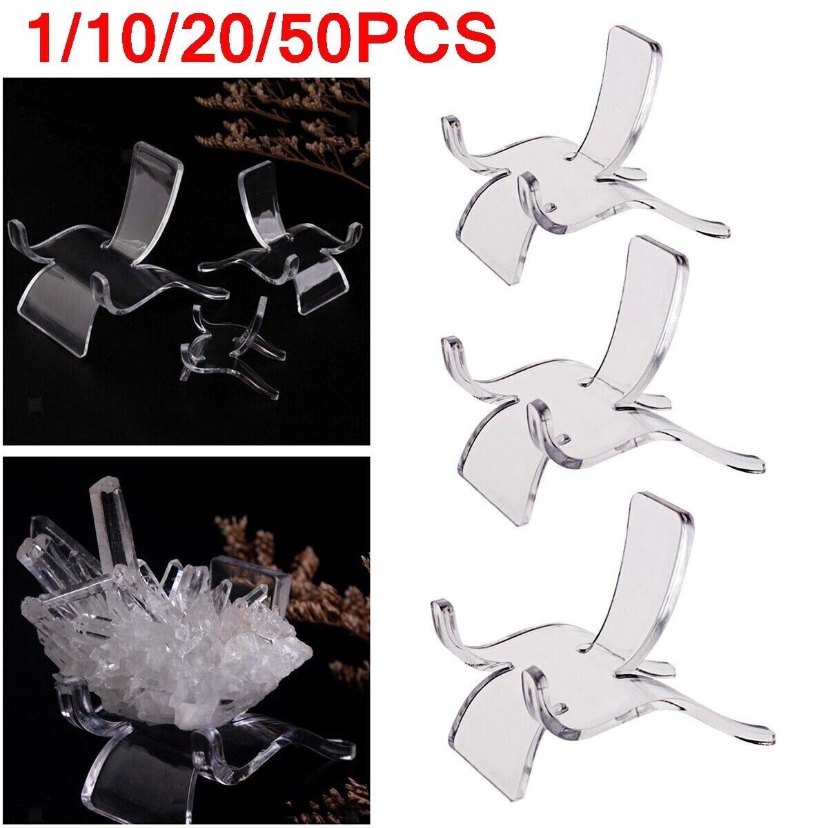 1-50x Acrylic Clear Display Stand Easel Rack for Minerals Crystal Holder Support