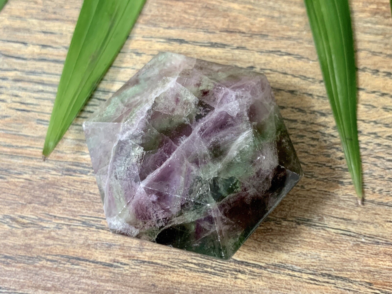 Fluorite Hexagon Crystal Hexagon Shape Gemstone Specimen Reiki Chakra Healing.