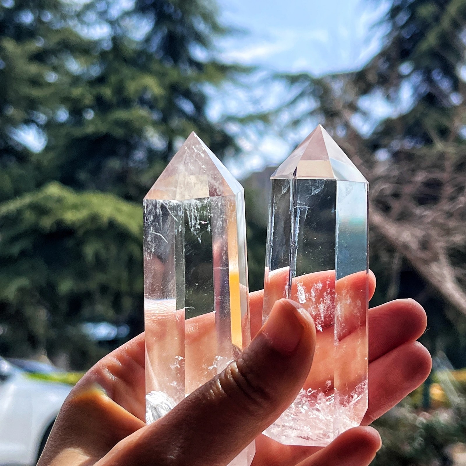 Natural Clear Quartz Tower Point Healing Energy Crystal Obelisk Wand Gifts