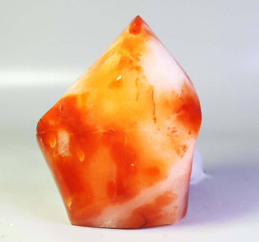 370g Natural Red Orange Carnelian Agate Stone Quartz Crystal Flame Freeform