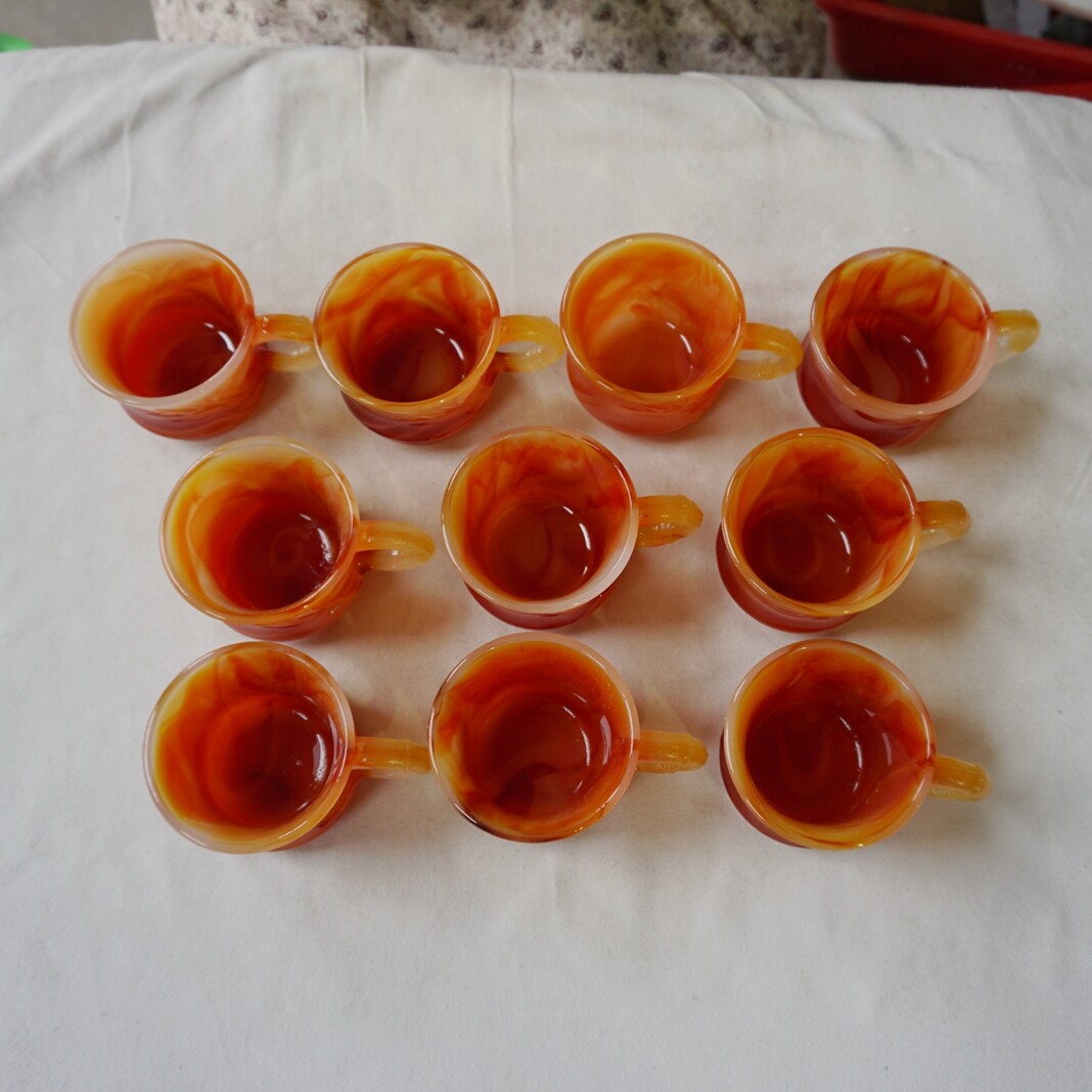 2Pcs Pretty Manmade Art Agate Carnelian Quartz Crystal Cup Carving Healing