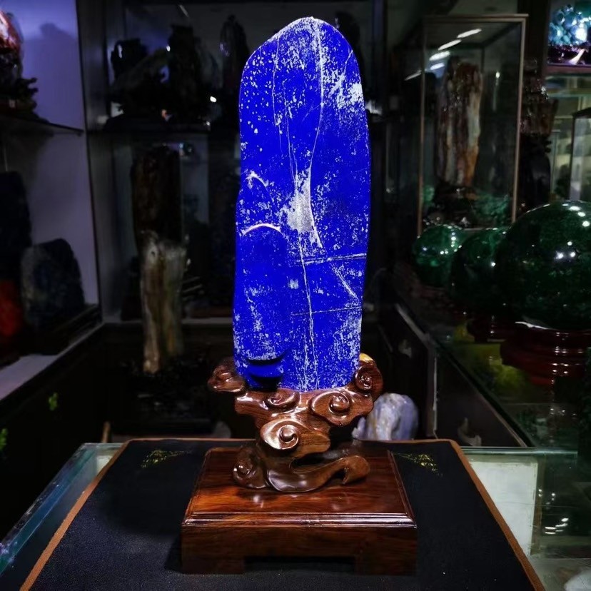 13.53LB TOP Natural Lapis Lazuli jasper quartz crystal Mineral specimen+stand