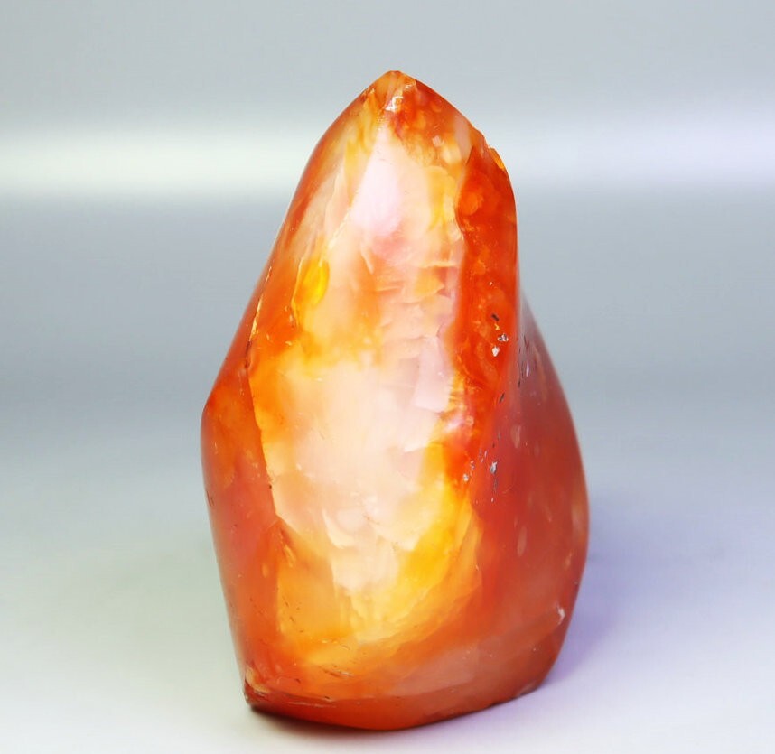 163g Natural Red Orange Carnelian Agate Quartz Crystal Flame Freeform Madagascar