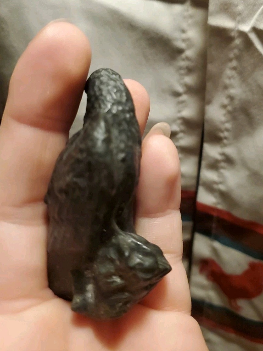 Carved Ophiolite Raven Crystal Figure