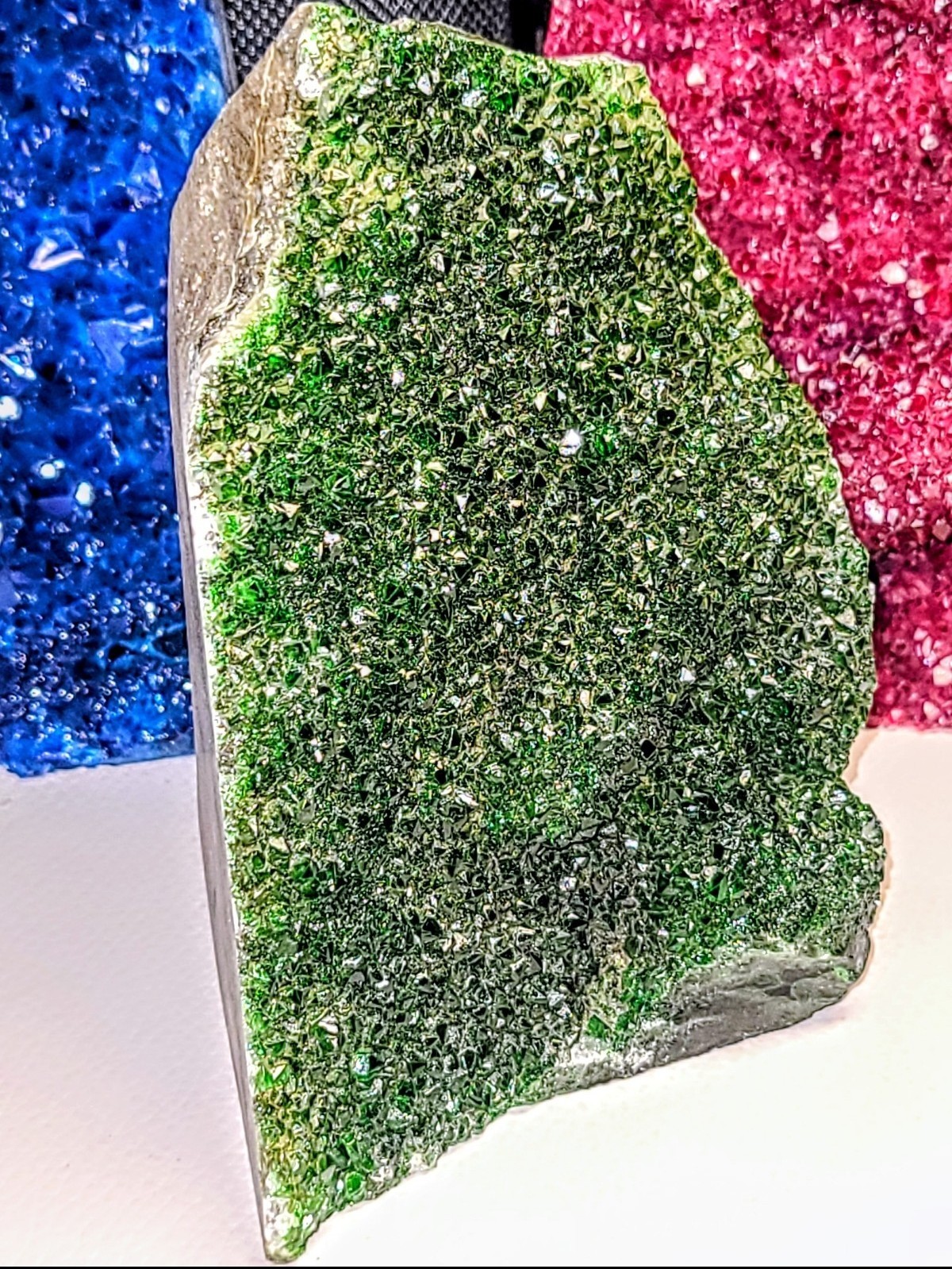 Green Quartz Crystal Cut Base Geode Amethyst #5