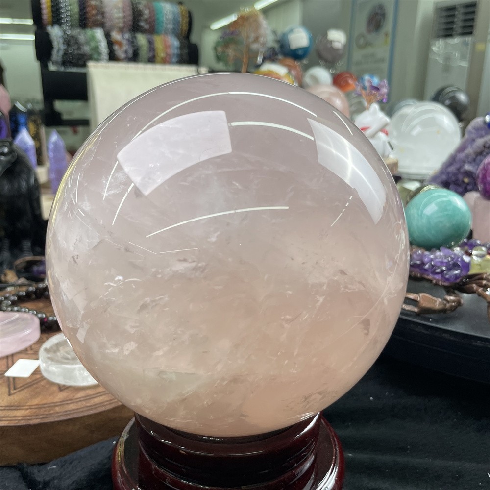 10.4LB 5.5″ Natural Rose Quartz Sphere Crystal Quartz Energy Geode Ball Decor