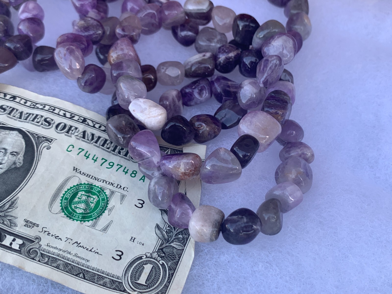 Lot of 3 Natural Amethyst Tumbled Stone Bracelets | Healing Crystal Jewelry Set