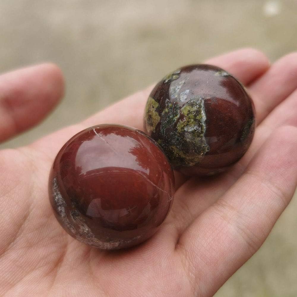 Acxico 2Pcs 30mm Small Natural Dragon Blood Stone Quartz Sphere Maroon
