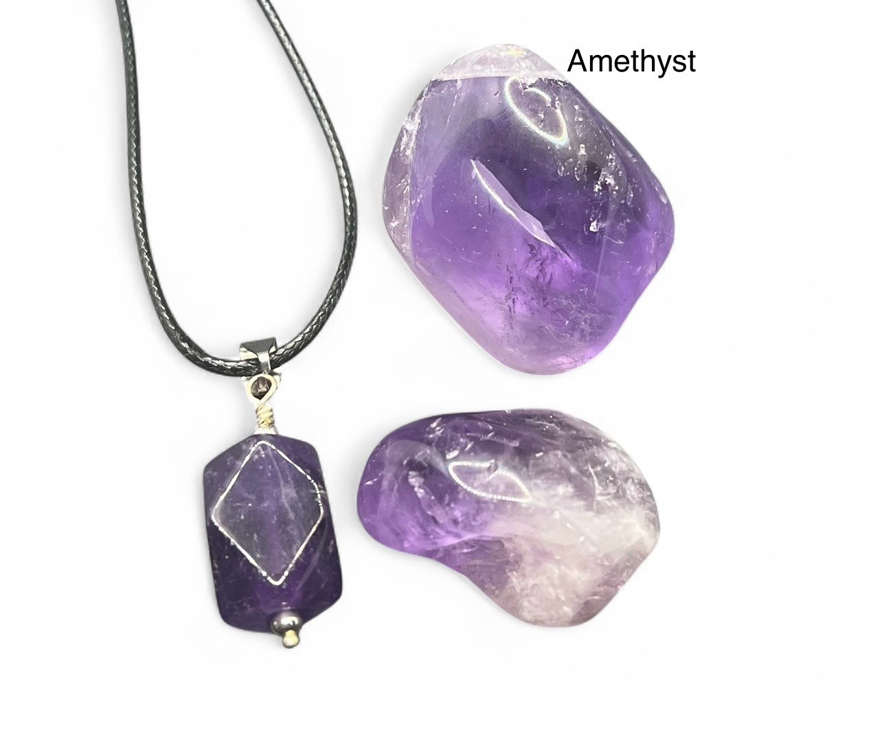 Amethyst Genuine Stones & Necklace Set