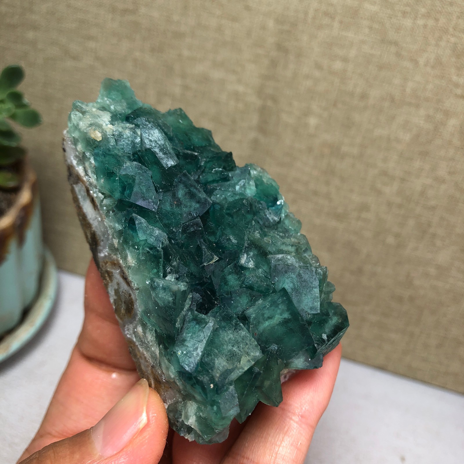 138g NATURAL Green Cubic FLUORITE Crystal Cluster Mineral Specimen A4728