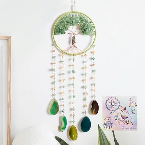 Tree of Life Dream Catcher 7 Chakra Crystal Gemstone Wall Hanging