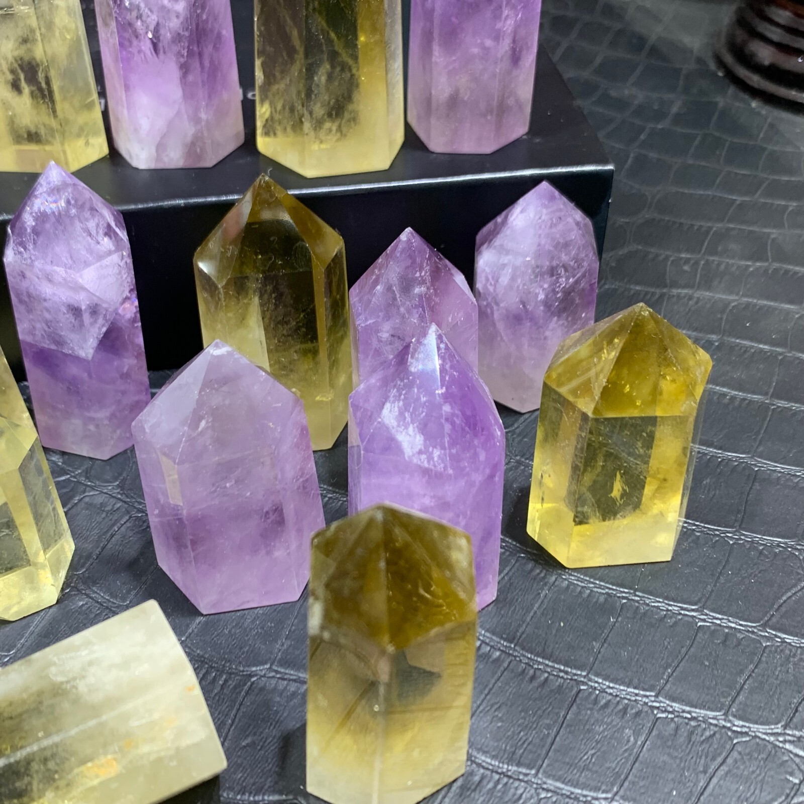 20pcs Natural amethyst citrine quartz obelisk crystal wand point healing random