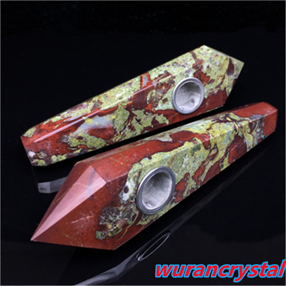 A+ Natural Dragon blood jasper Smoking Pipe Quartz Crystal Point Wand gift 1pc