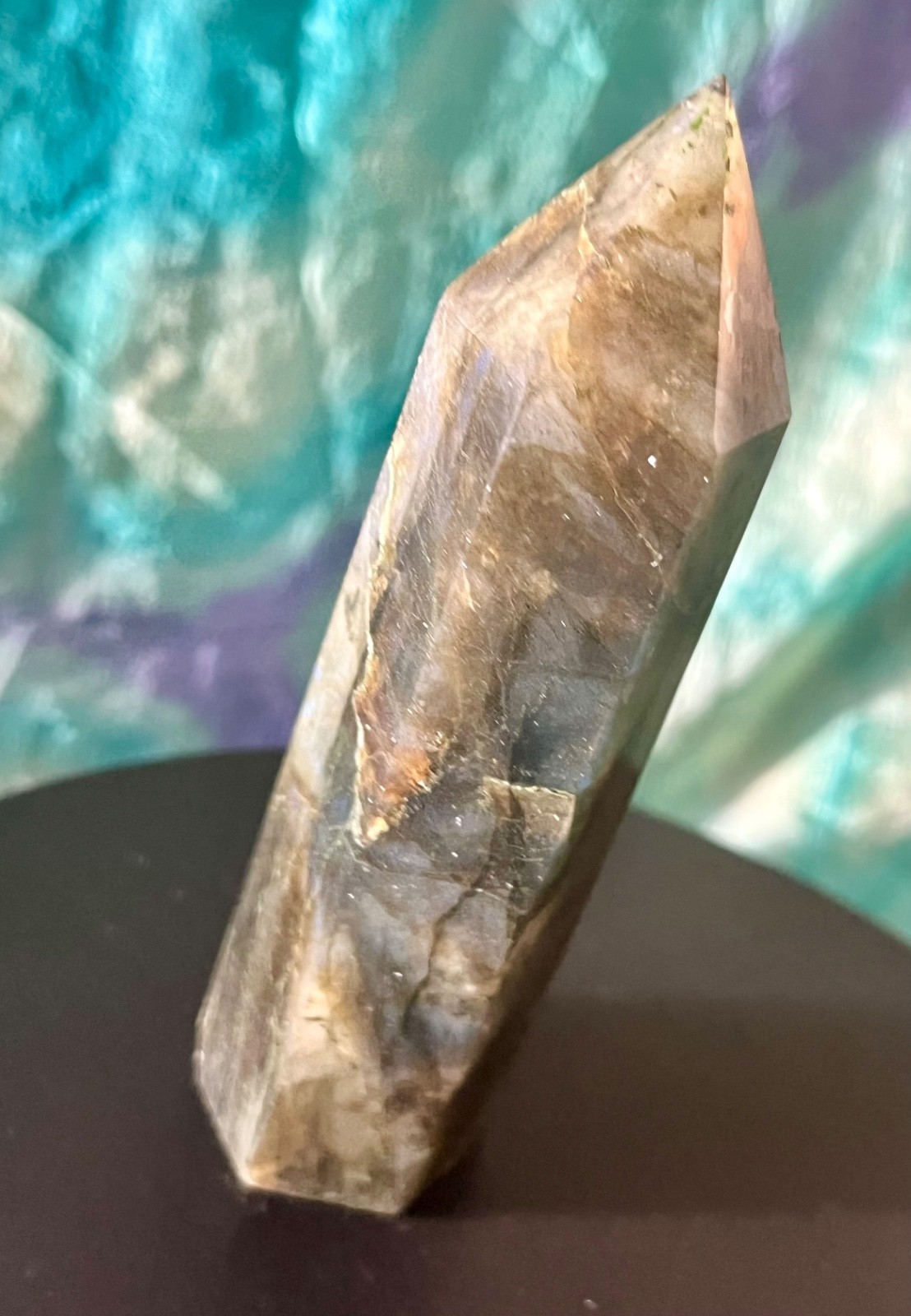 ✨💚💙 FLASHY LABRADORITE Feldspar crystals tower reiki minerals crystal 91g