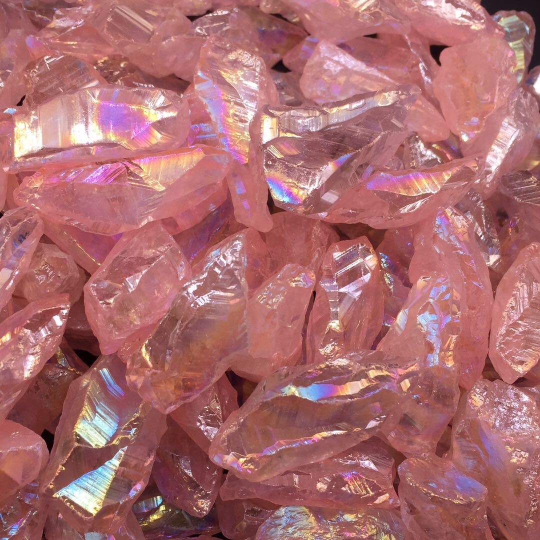 100g Lots Titanium Rainbow Aura Natural Lemurian Quartz Crystal Healing 3-10Pcs