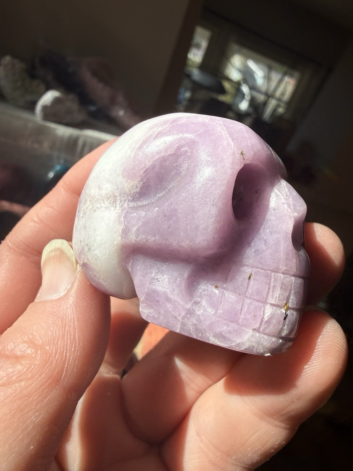 Natural Lepidolite Skull Carving Crystal Pink Gemstone From Australia