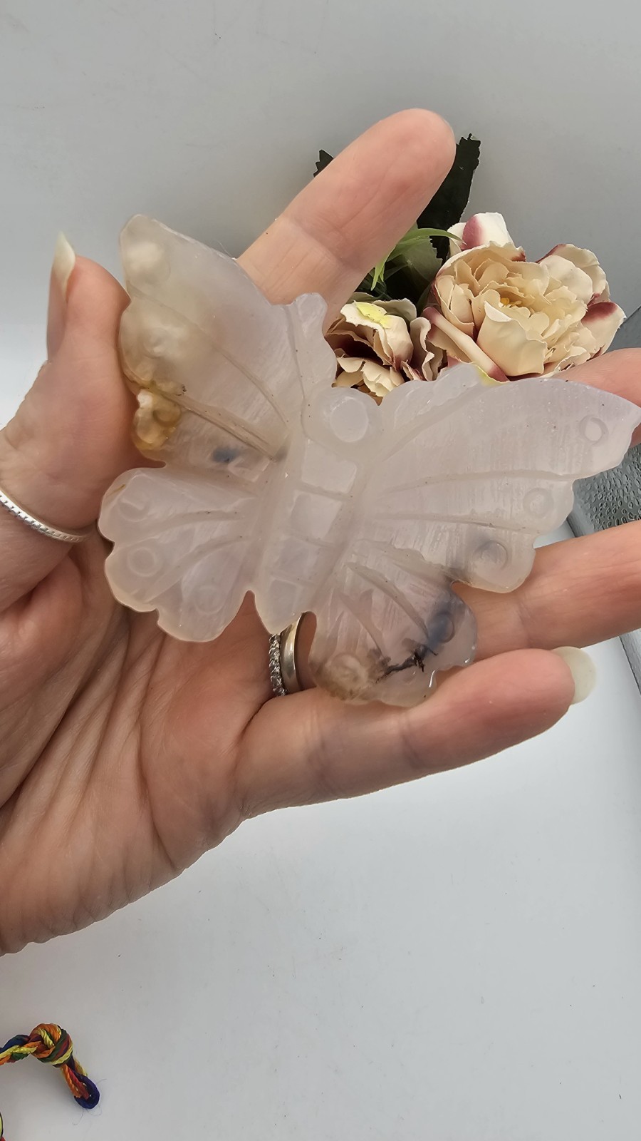 Agate crystal Butterfly Carving 7.6cm 51g love